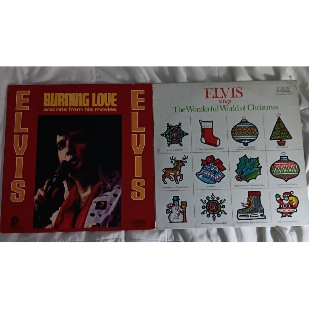 Elvis: Burning Love And The Wonderful Christmas Pair Of Stereo Vinyl Records